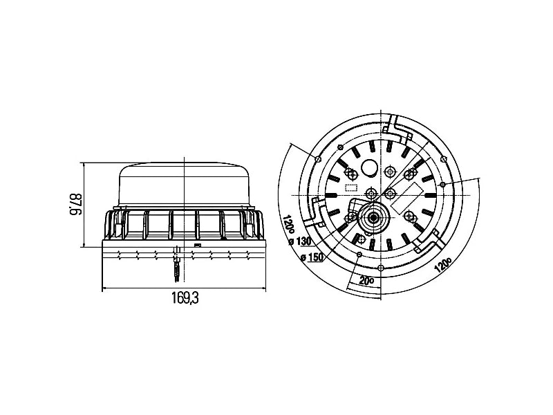 Hella LED Blixtfyr Blå Multivolt 10-32V Takmontering - Bilupplysningen