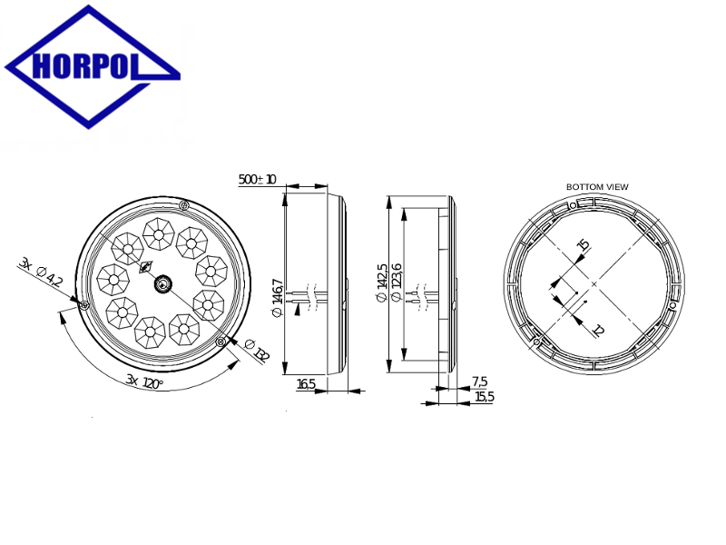 Innerbelysning rund med 9 dioder, vitt ljus - Bilupplysningen
