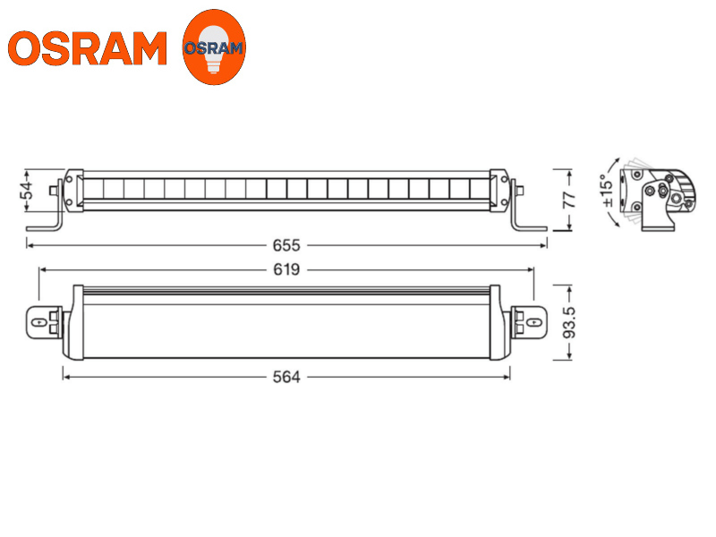 Osram FX500 Spot 4600 lm LED-ramp 20” – E-godkänd med 450 m räckvidd - Bilupplysningen